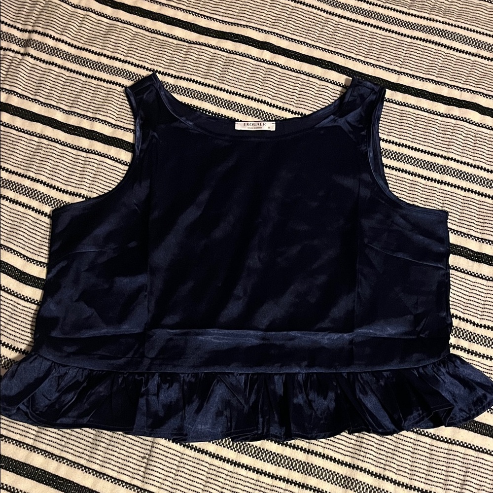 Navy Blue Silk Sleep Set